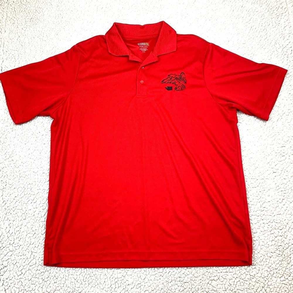 CORE365 Red‎ Polyester Polo Shirt XL Embroidered Eagle Logo